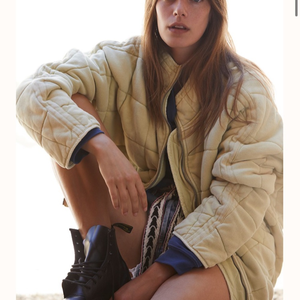 Free People Dolman Quilted Jacket Fresh Citron XS